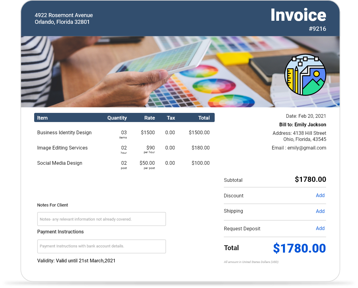 Free Downloadable Graphic Design Invoice Template InvoiceOwl