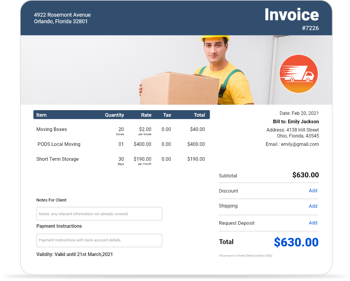 Sole trader invoice template