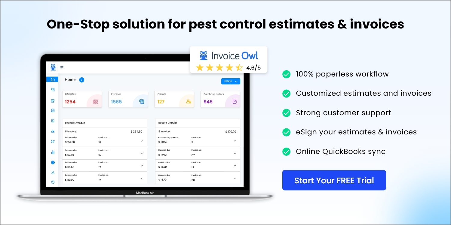 Pest control estimates and invoices