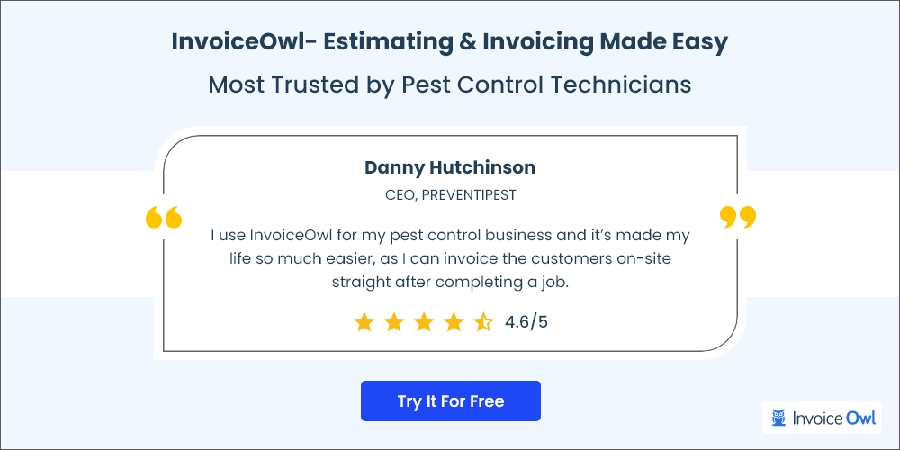 Pest control technicians estimating and invoicing