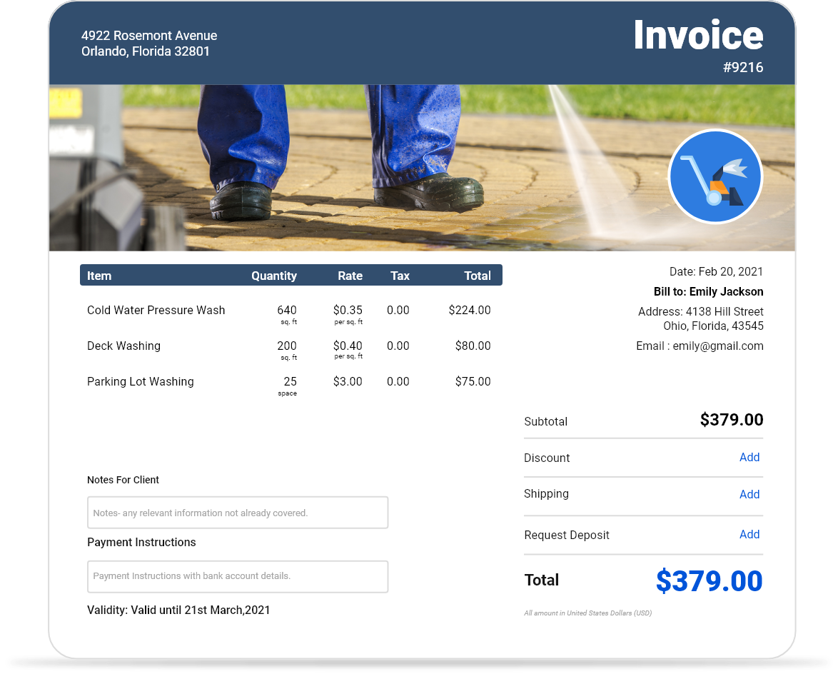 Subcontractor invoice template