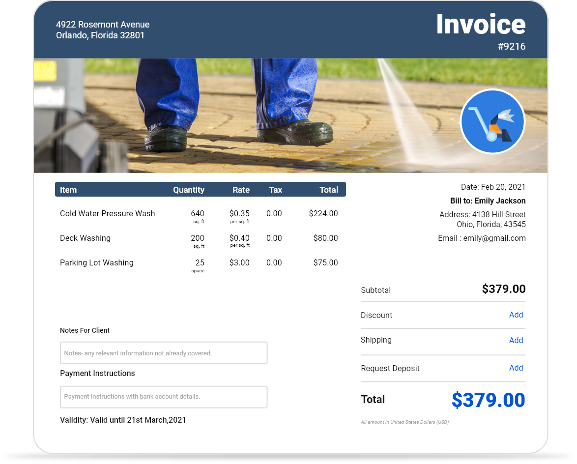 Subcontractor invoice template