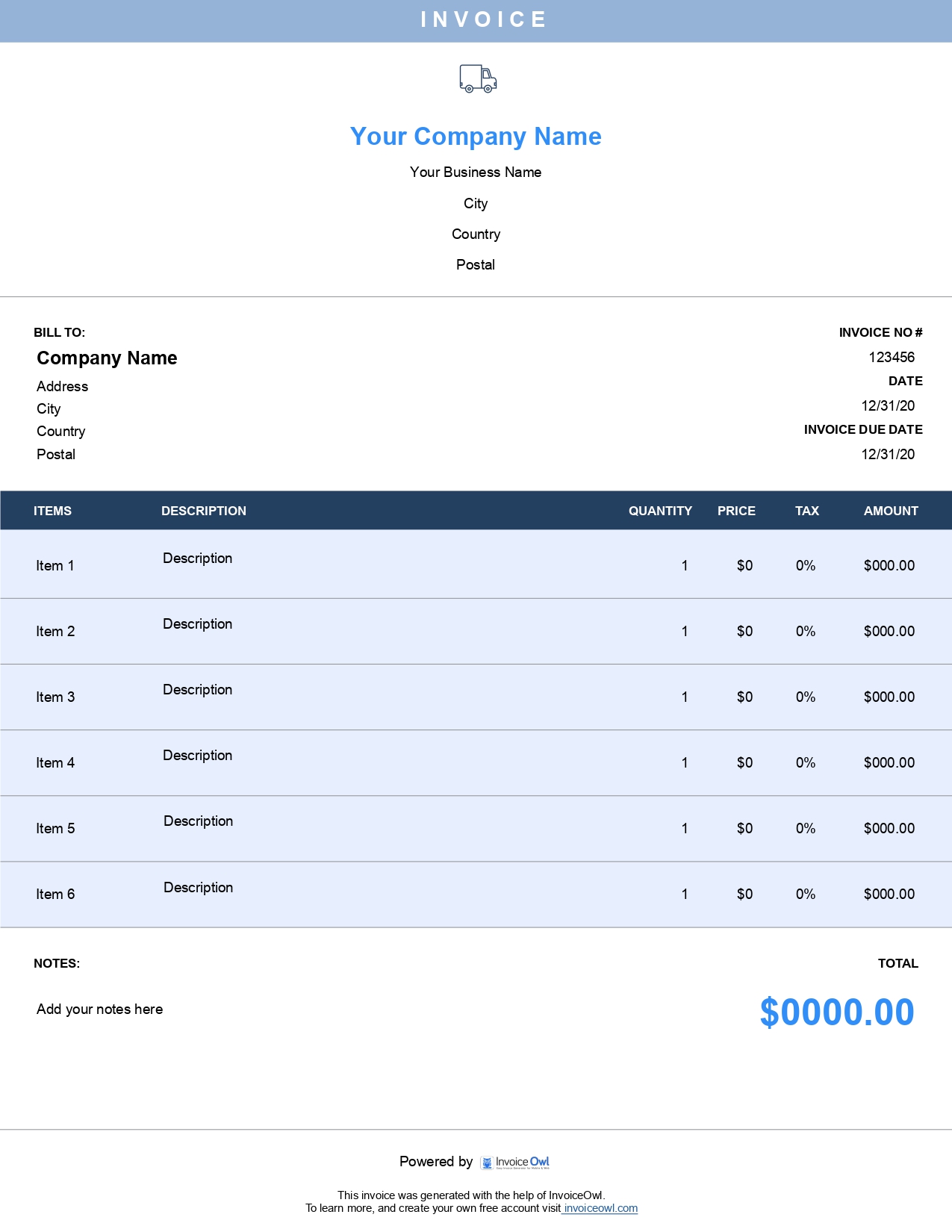 residential invoice template