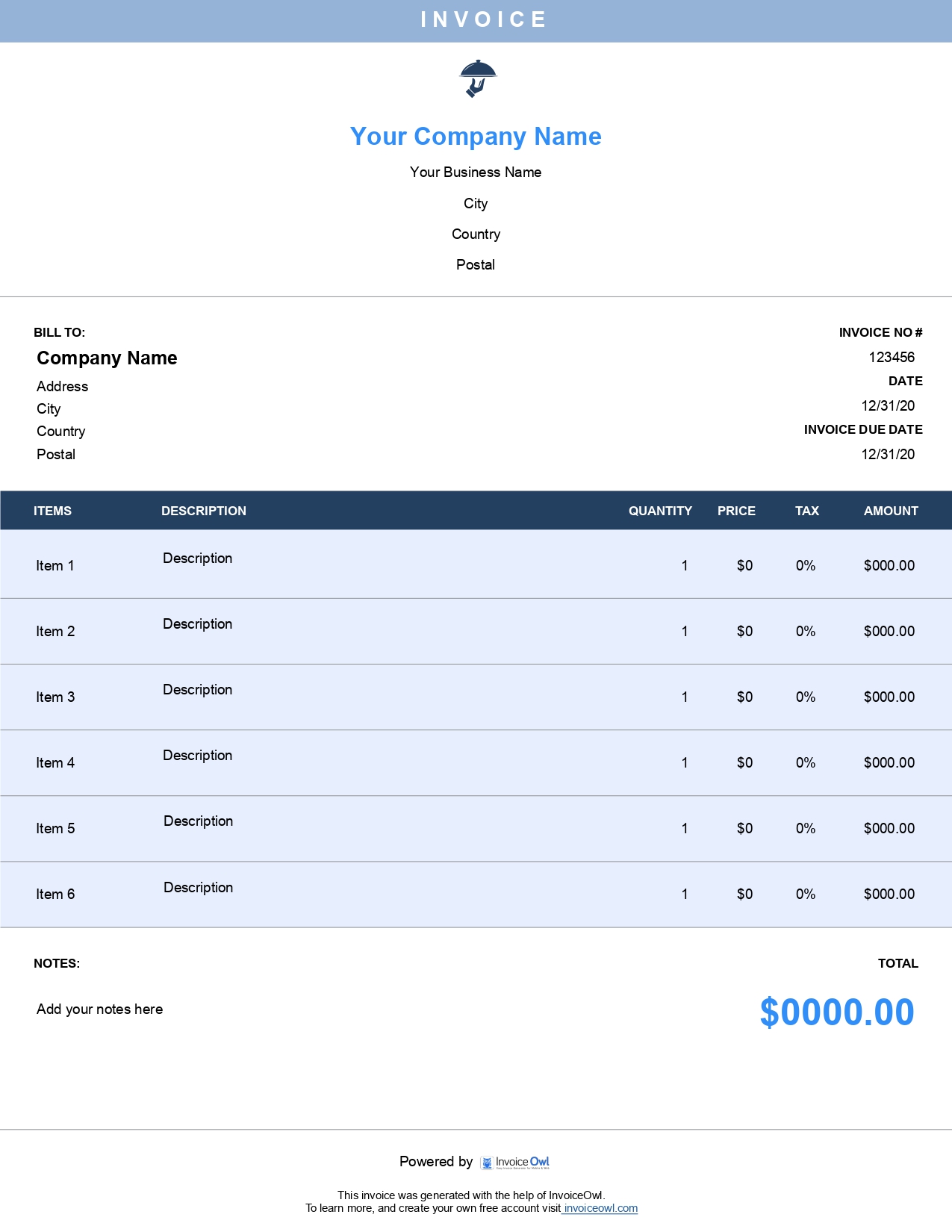 Wedding invoice template