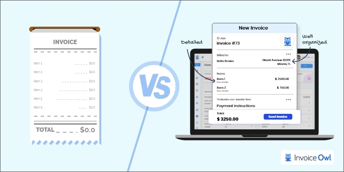 Local invoice vs InvoiceOwl invoice