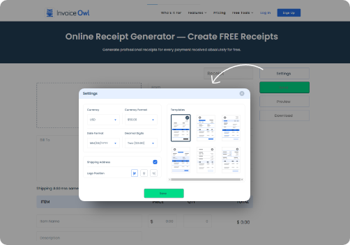 select and customize the template