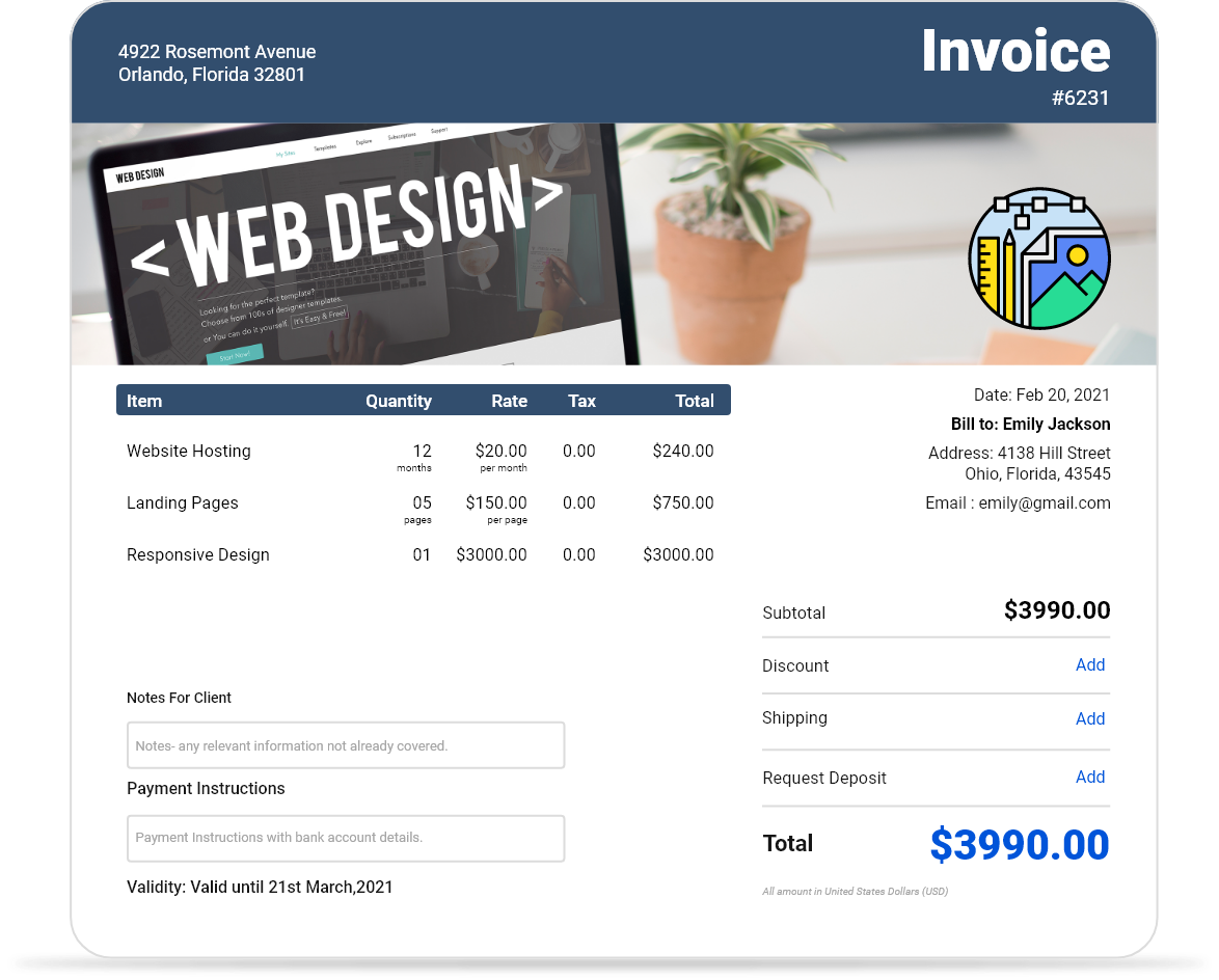 web design invoice template