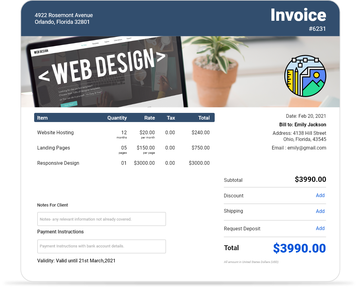 Web Design Invoice Template Free Download InvoiceOwl