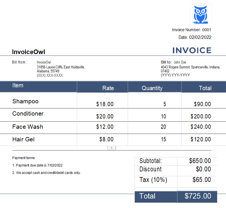 First invoice