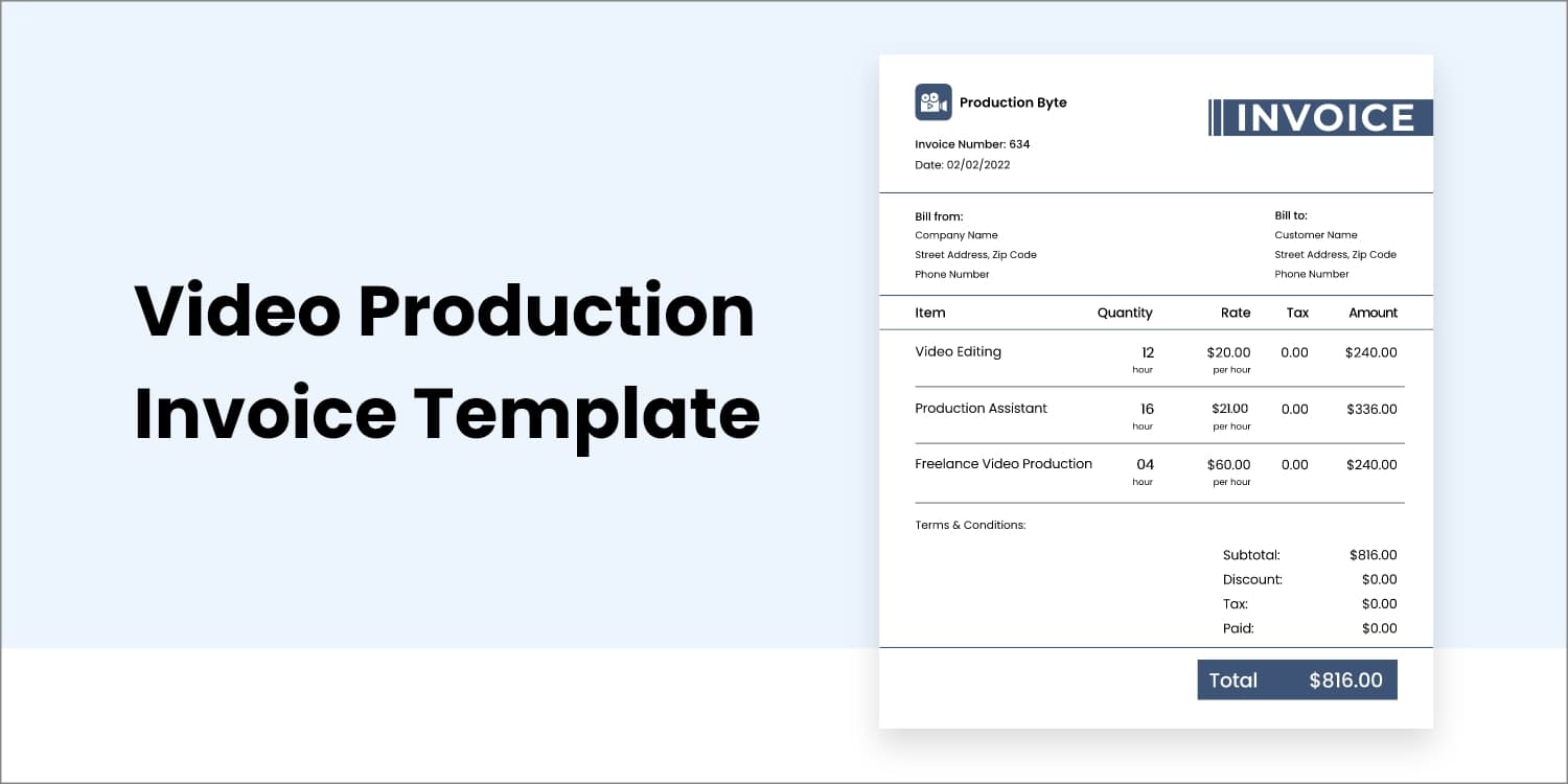 Video Production Invoice Template [Download in Word, Excel, and PDF]