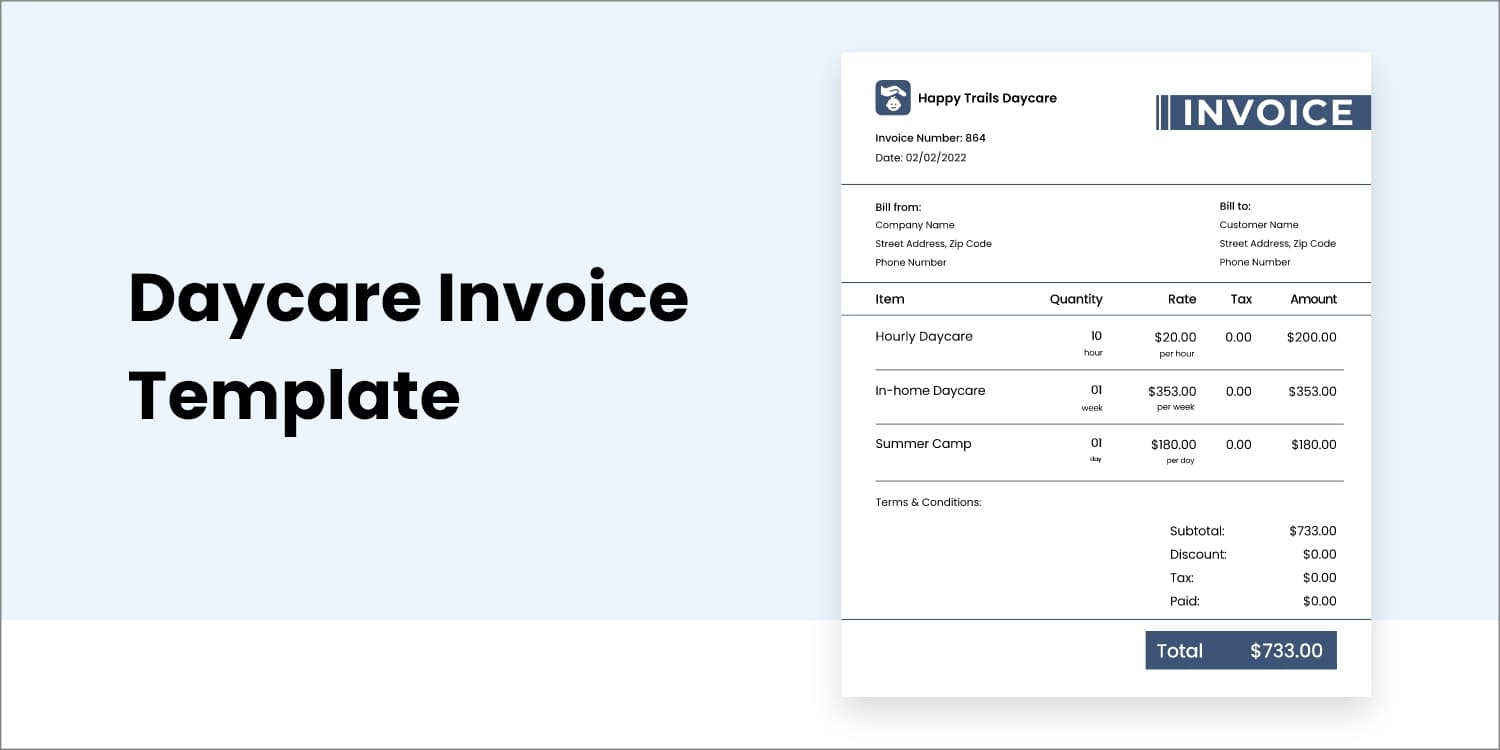Free Daycare invoice template Download Now InvoiceOwl