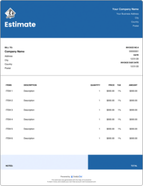 estimate templates free