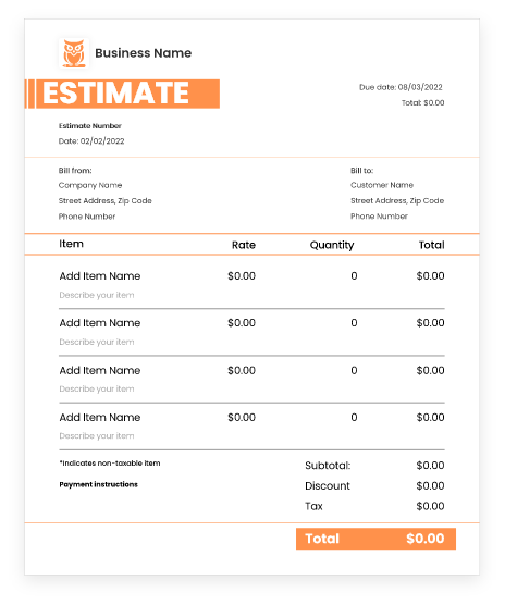 Estimate templates