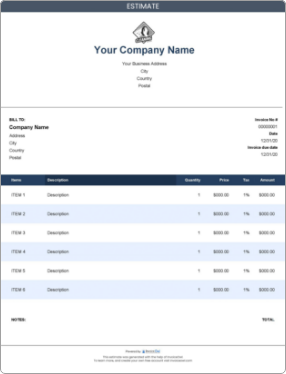 professional estimate template