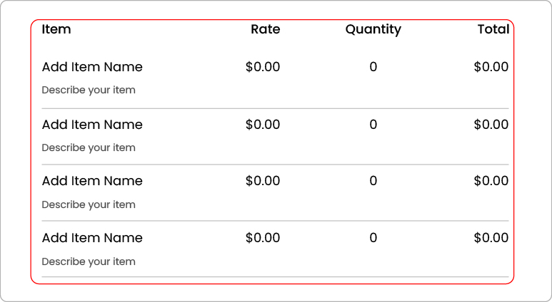 Add a line item with  description