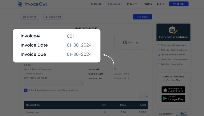 enter invoice details